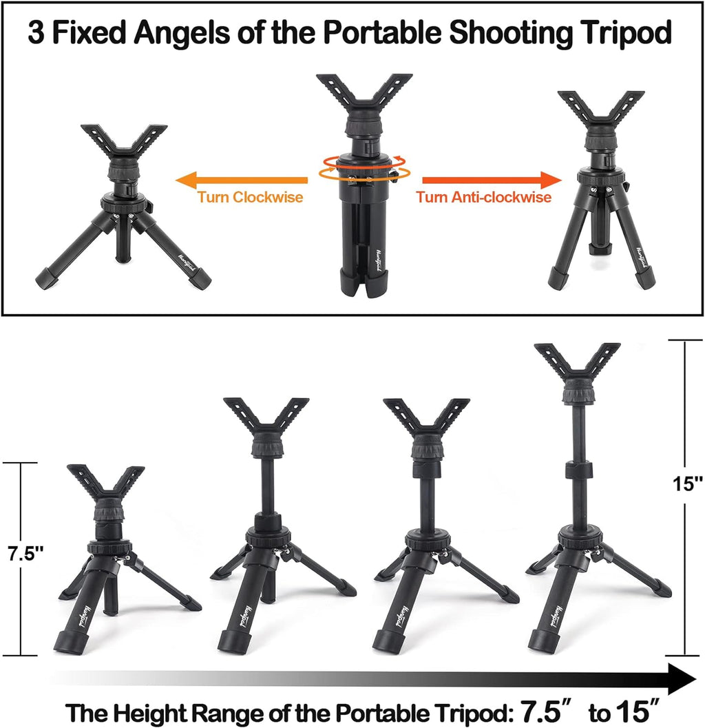 Tripod Shooting Stick Rifle Table Shooting Rest, for Range Practice | Portable, Adjustable Height, Compact Aluminum