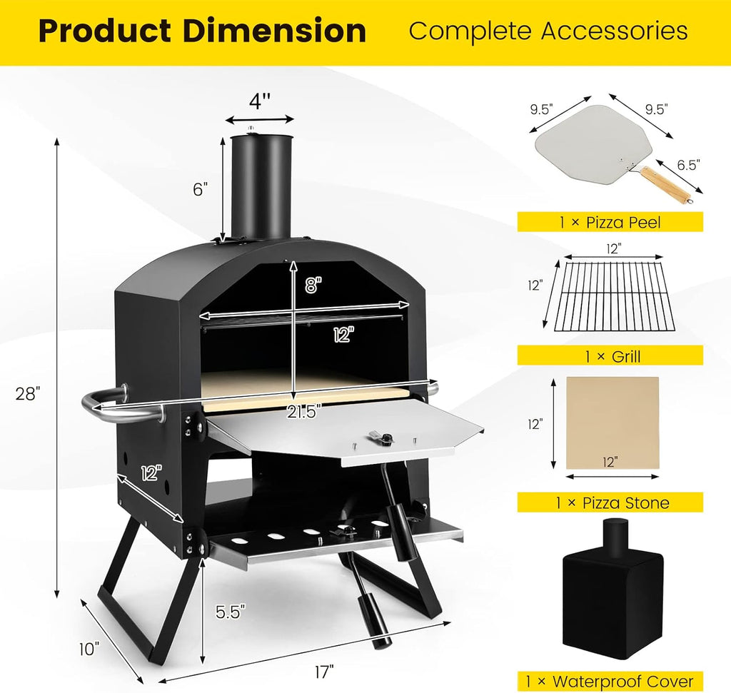 Outdoor Pizza Oven Wood Fired, 2-Layer Outside Pizza Maker