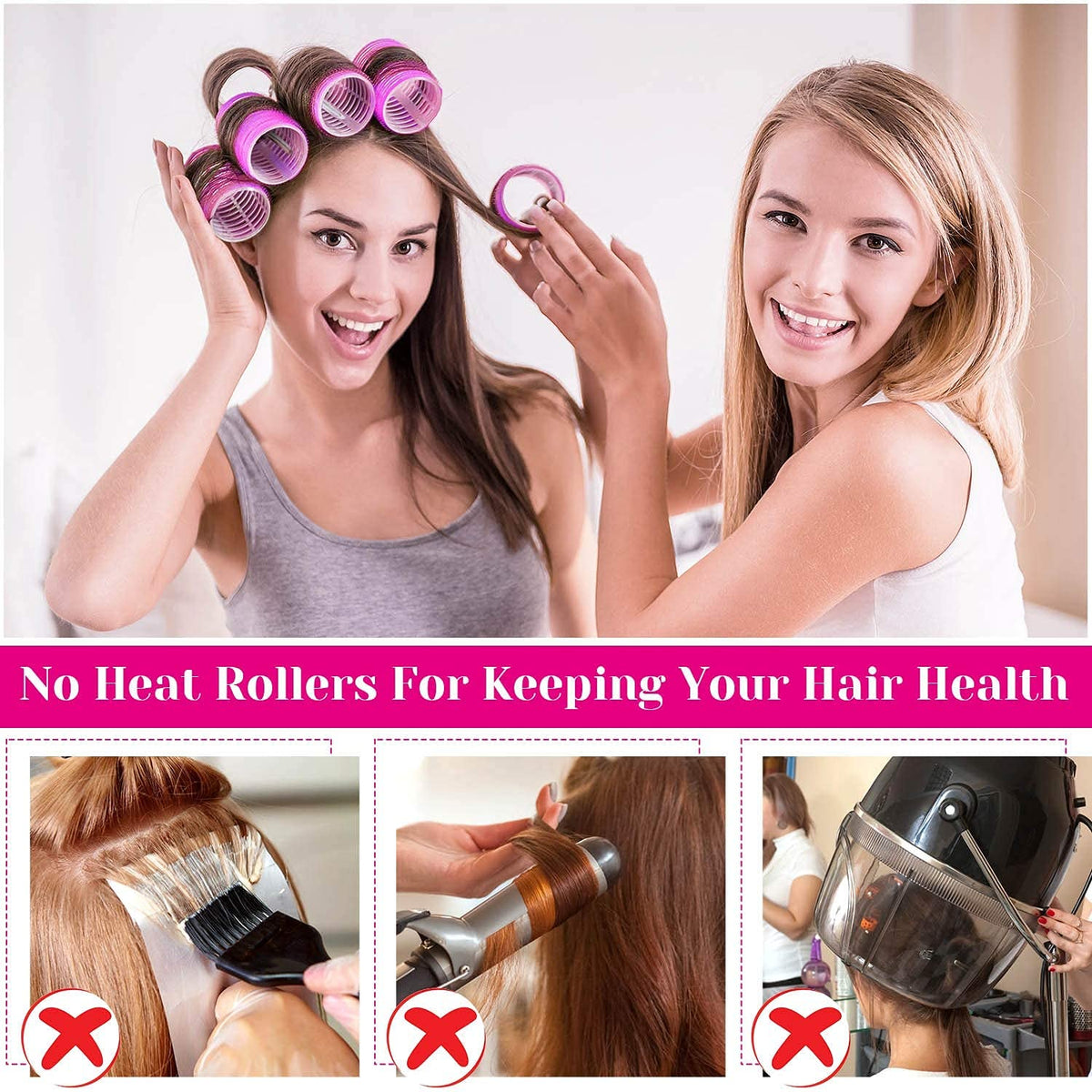 Hair Curlers Rollers for Women, 36Pcs Jumbo Large Hair Roller with 2 Sizes | Cludoo Self Grip Rollers Hair Curlers