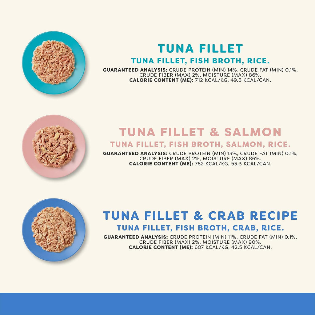 Fish Variety in Broth Wet Cat Food, 3-Flavor 12-Pack 2.47 oz Cans