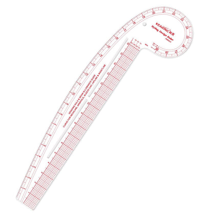 29" Styling Design Ruler - Clear Acrylic French Curve Sewing Tool | Rigid 3mm clear acrylic 4-in-1 design ruler with