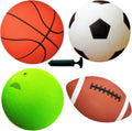 4-Pack Sports Balls for Toddlers & Kids with Pump – 5-Inch Soccer Ball, Basketball, Playground Ball & 6.5-Inch