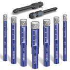 9 Pcs Diamond Drill Bit Set,1/4",5/16",3/8",1/2", Ceramic, Tile Drill Bits