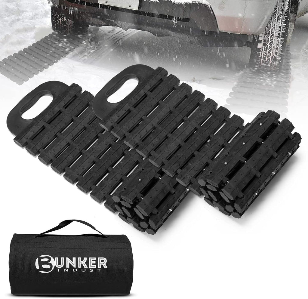 Tire Traction Mats Portable Recovery Tracks for Off Road 4X4 Snow, Sand,Emergency Devices for Cars, Trucks, Van(2 Pack)