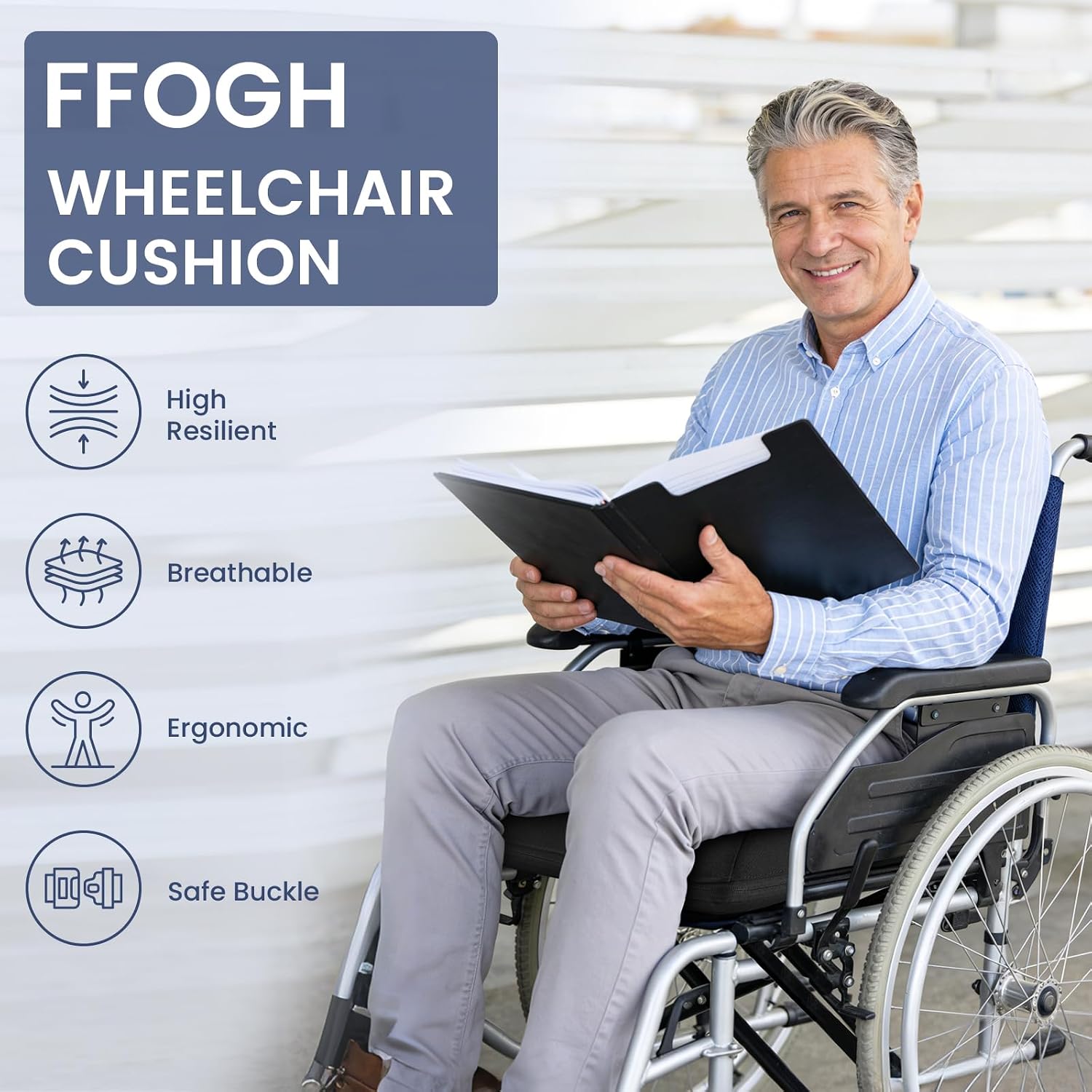 Wheelchair Seat Cushion with Honeycomb Message Dots (18"x16"x3")