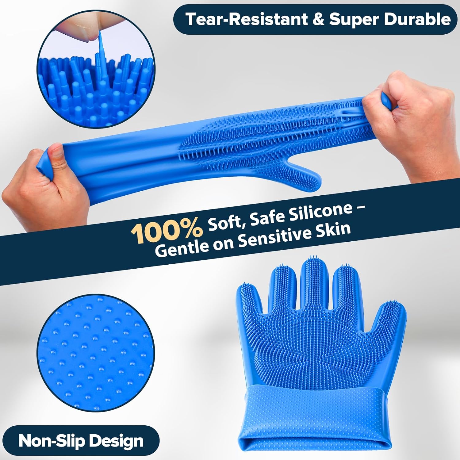 6 Pcs Pet Grooming Kit for Dogs, Cats and Horses | Dog Washing Gloves | Cleanroom Gloves | Dog Bath Brush | Dog Bath