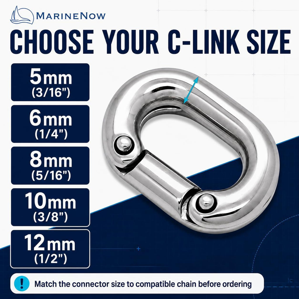 MarineNow 316 Stainless Steel C-Link Split Connecting Link for Anchor Chain