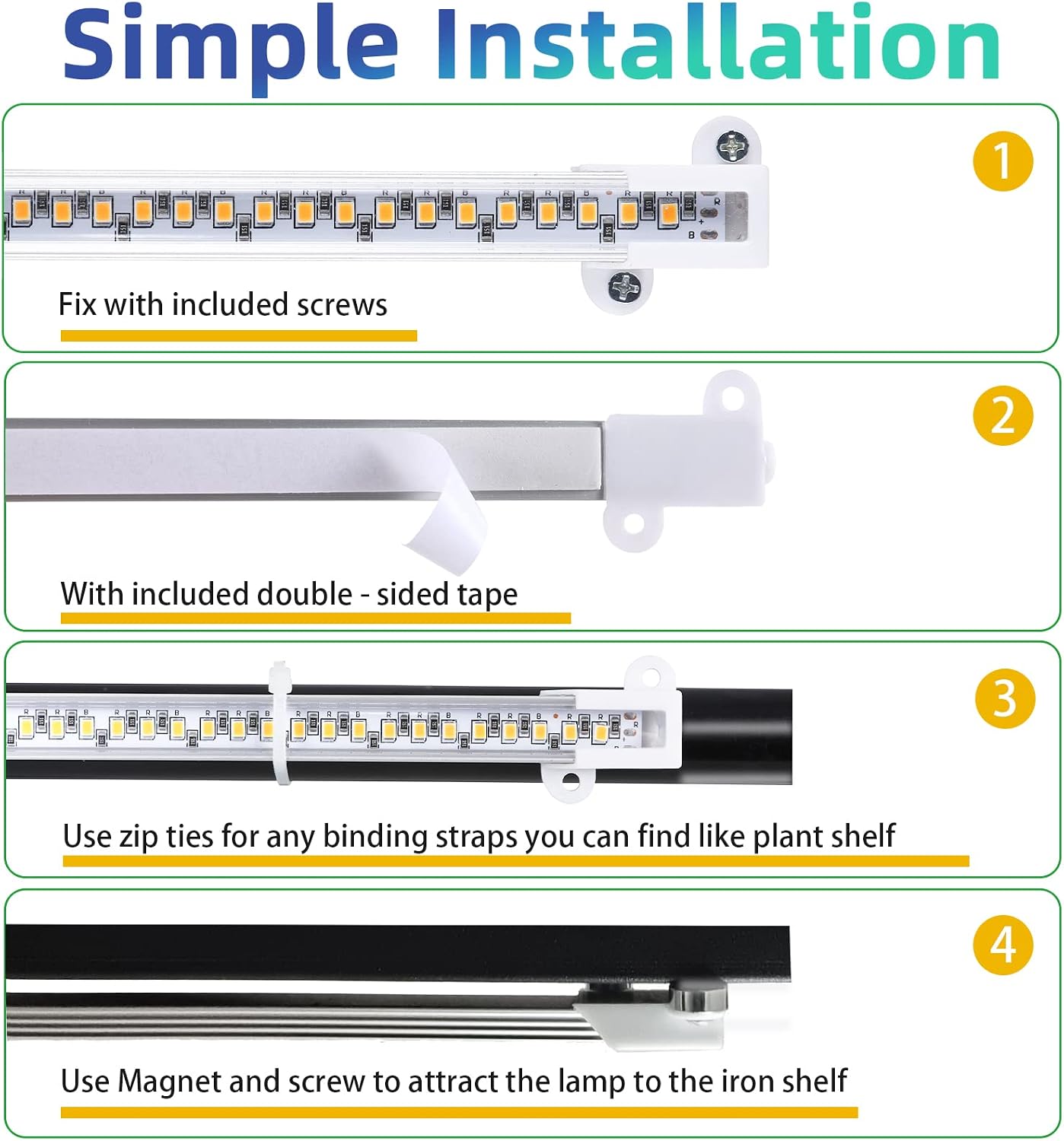 Grow Light Two Heads, Strip Growing Lamp, Full Spectrum Plant Light Strips for Indoor Plants with Auto ON/Off Timer &