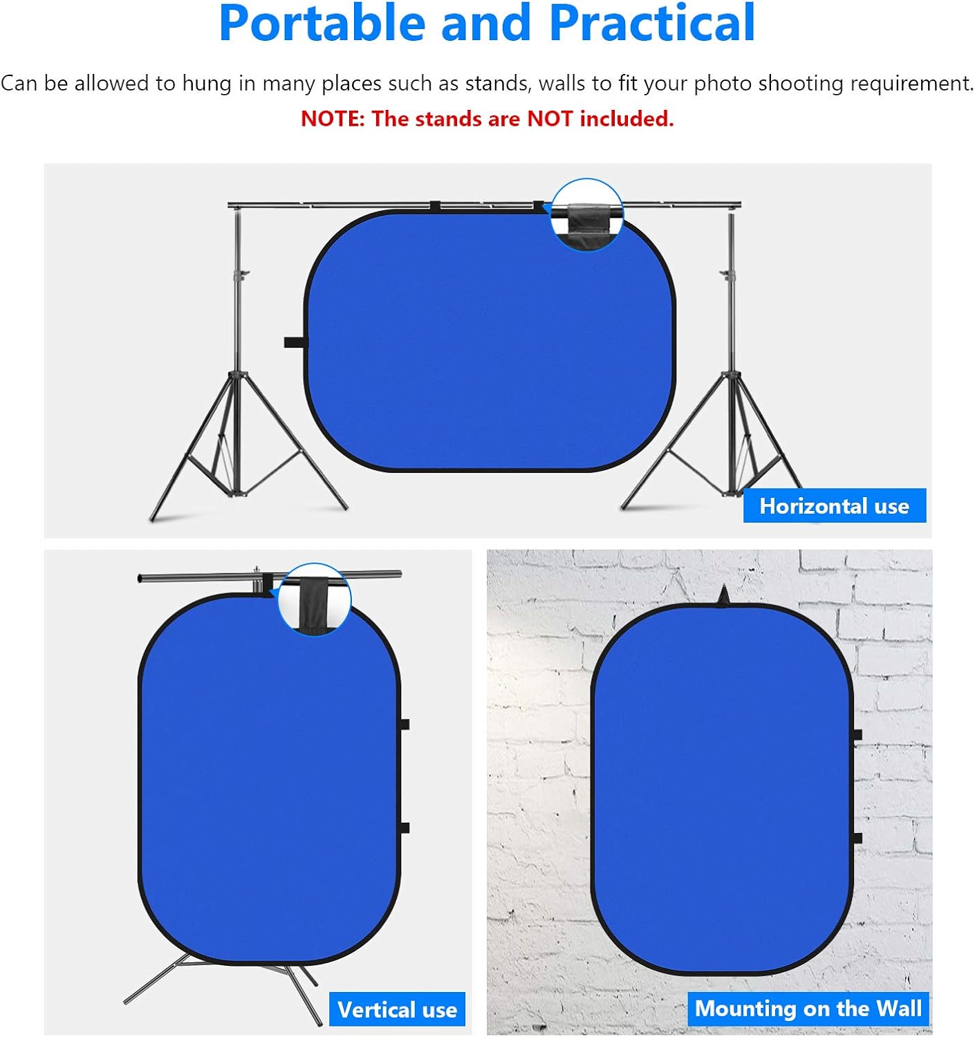 Chromakey Backdrops, Double Sided Green Screen and Blue Screen, 2 in 1 Collapsible and Reversible Background for