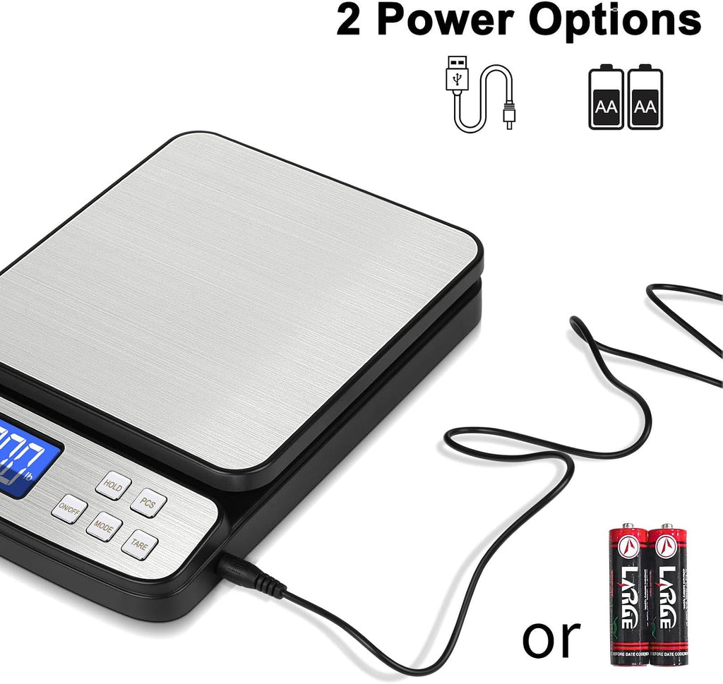 Digital Shipping Postal Scale 88lb x 0.1oz, Stainless Steel Platform | All-in-1 Shipping Scale, Large Display