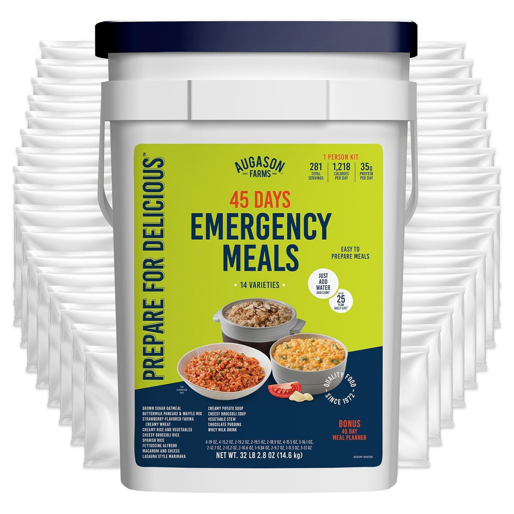 45 Day Emergency Food Supply Kit | Dehydrated Meal Survival Food Bucket for 1 Person, 281 Servings
