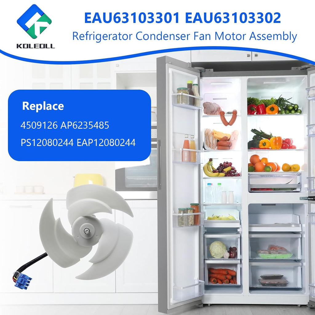 EAU63103301 EAU63103302 Refrigerator Condenser Fan Motor Assembly