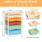 Utility Cart with Drawers,5 Drawers Storage Cart,Macaron