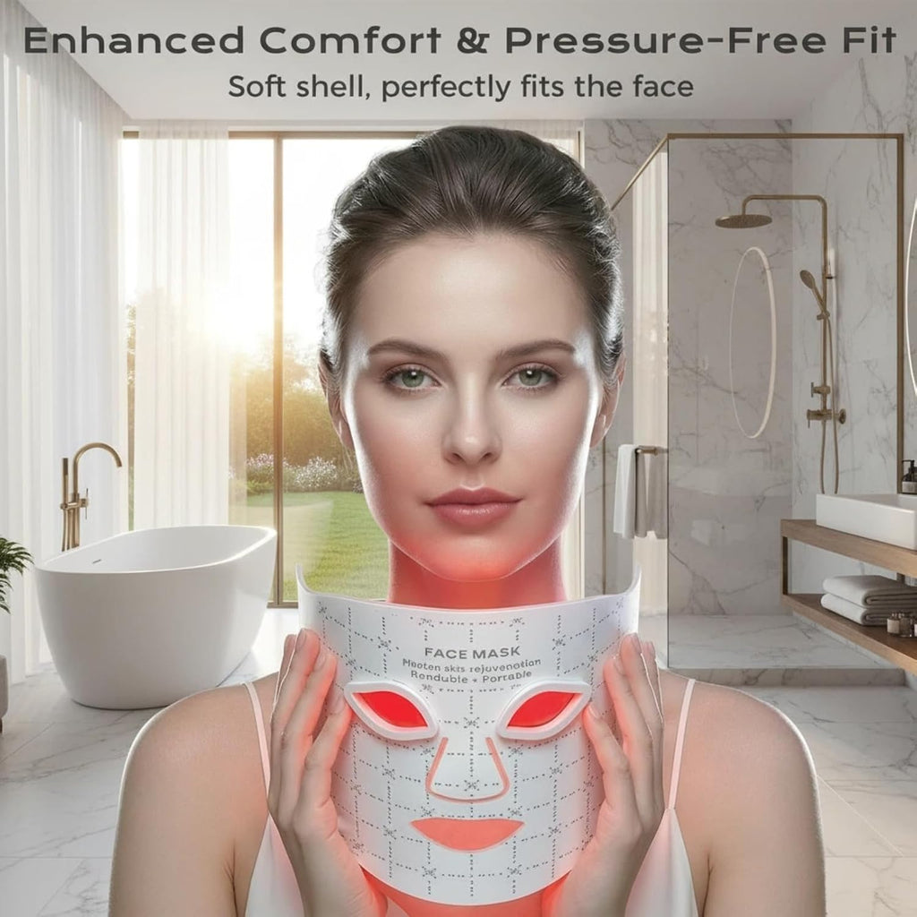 FDA-Cleared LED Light Therapy Mask, 7-Color Red Light Therapy for Face Anti-Aging, Wrinkle Reduction & Acne