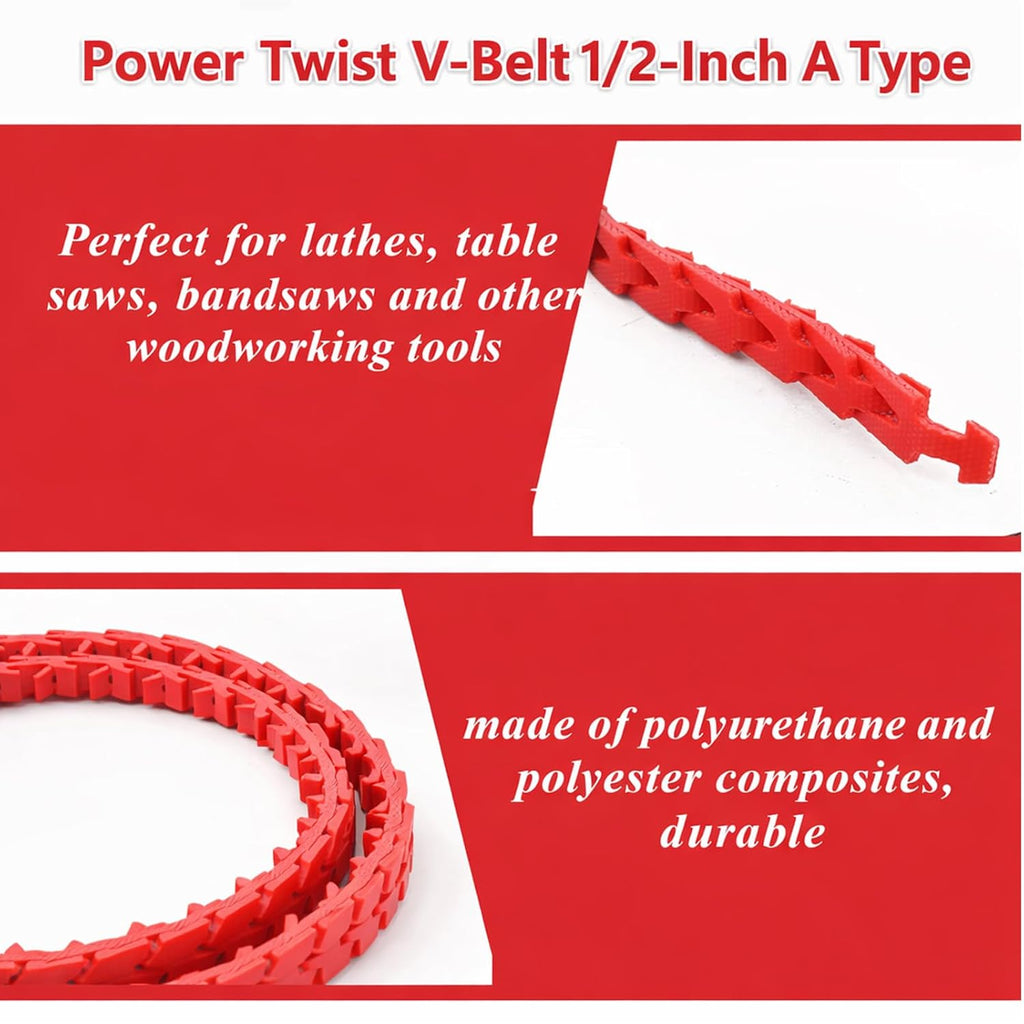 10FT 1/2"Adjustable Link Belt, A/4L Type Power Twist V-Belt 1/2 Inch*10Feet