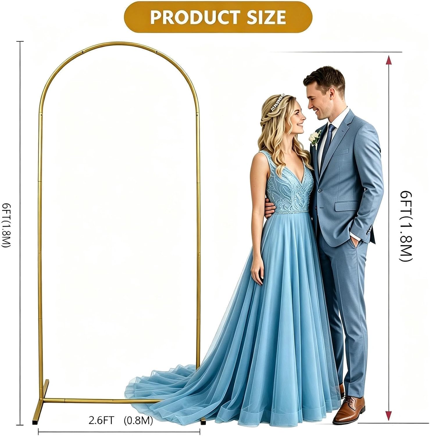 6 FT Wedding Arch Backdrop Stand, Balloon Arch Stand for Wedding Ceremony