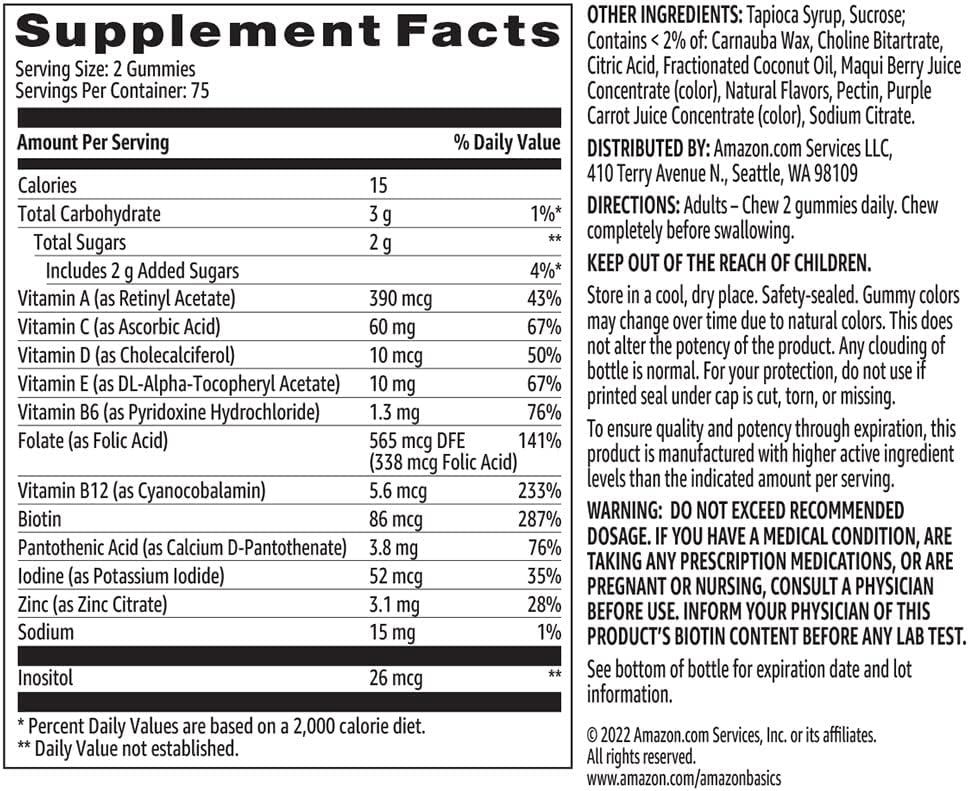 Adult Multivitamin Gummies, Mixed Berry & Cherry Flavors, 150 Count, 75-Day Supply, Pack of 1 (Previously Solimo)