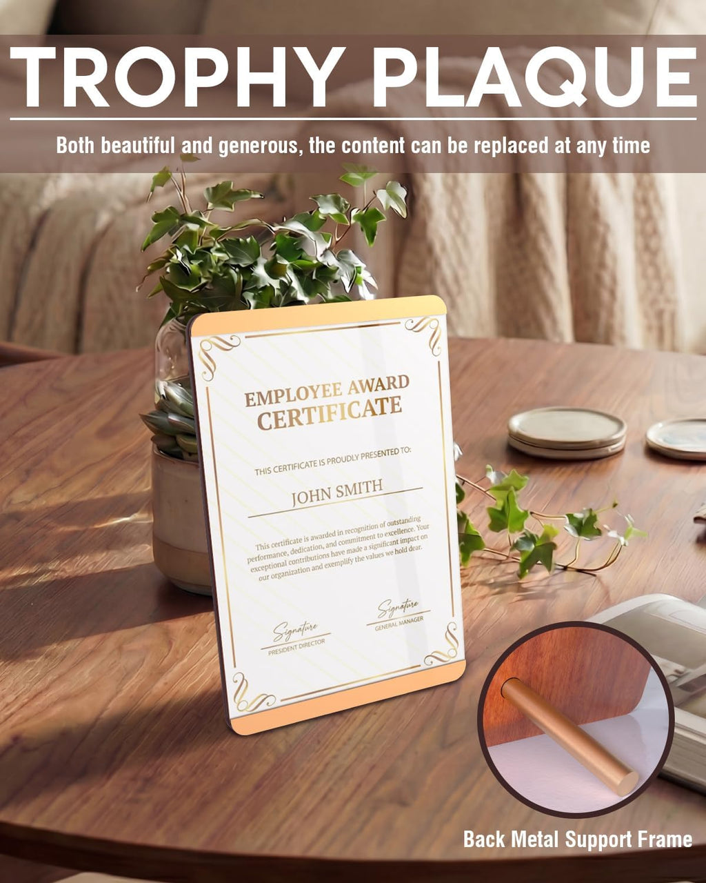 A4 Certificate Frame 8.3 x 11.7 in, Wood Plaque, Acrylic Cover | Display A4 8.3 x 11.7 Certificates, Diplomas, Awards