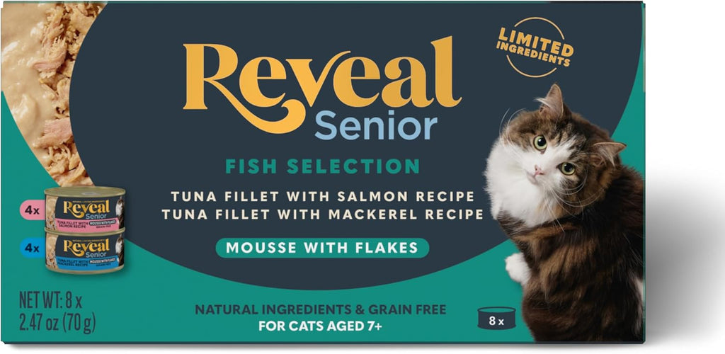 Senior Fish Selection in Mousse Wet Cat Food 8-Pack 2.47 oz Cans
