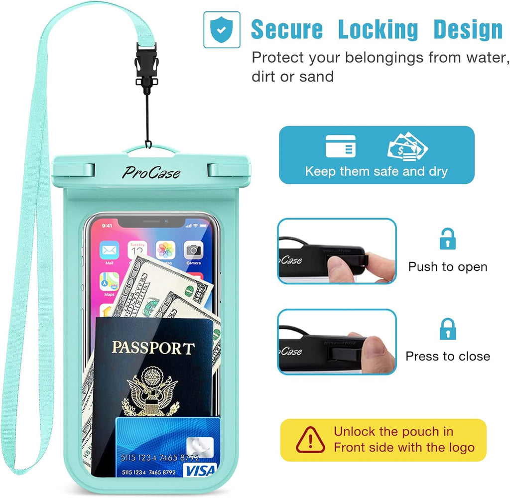 2 Pack Waterproof Phone Pouch Case, 7" Universal Underwater Cellphone Dry Bag for iPhone 17 Air 16 15 14 13 Pro Plus