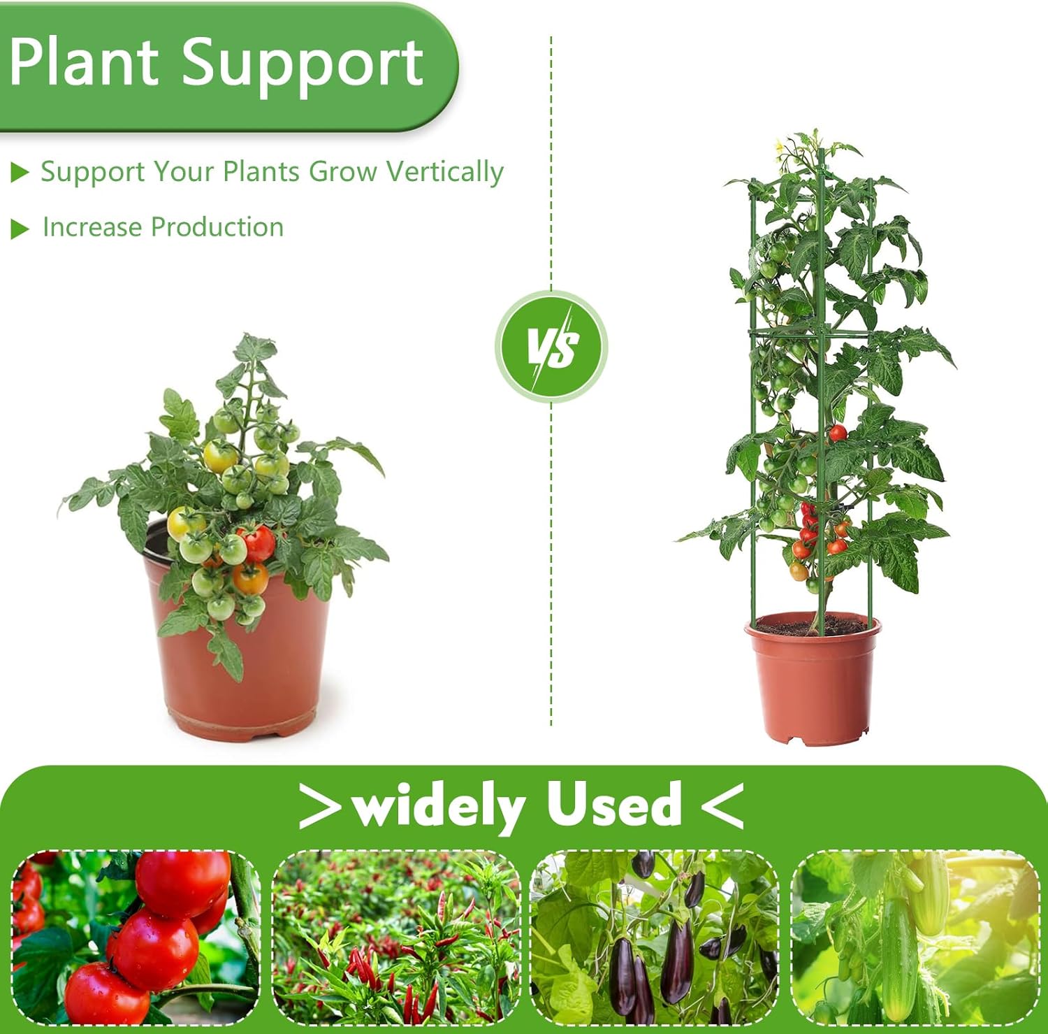 3 Pack Tomato Cages - Tomato Trellis Plant Support Stake Cage for Garden and Pots, Adjustable Tomato Plant Cage Tall