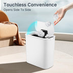 Automatic Small Bathroom Trash Can with Lid, 2.6 Gallon, White