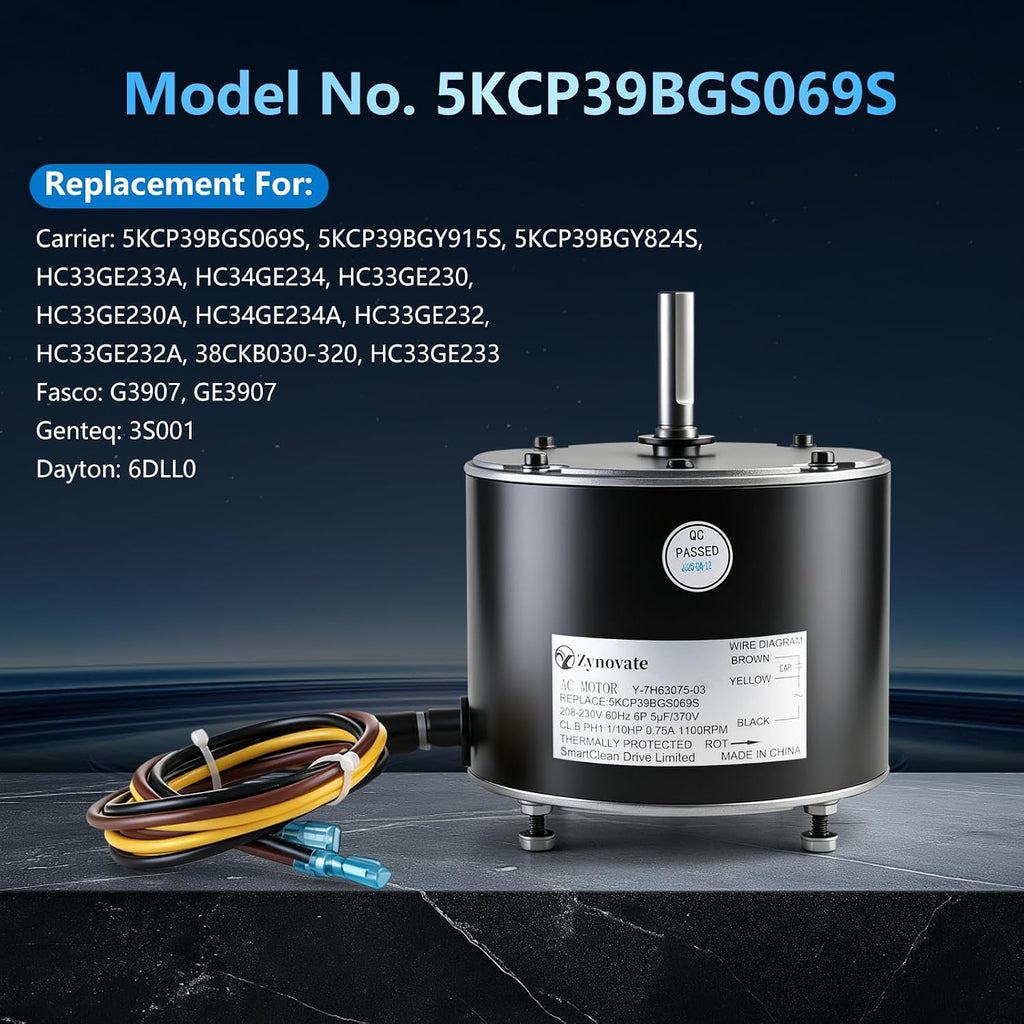 5KCP39BGS069S Condenser Fan Motor Replaces Carrier #3S001#GE3907 G3907
