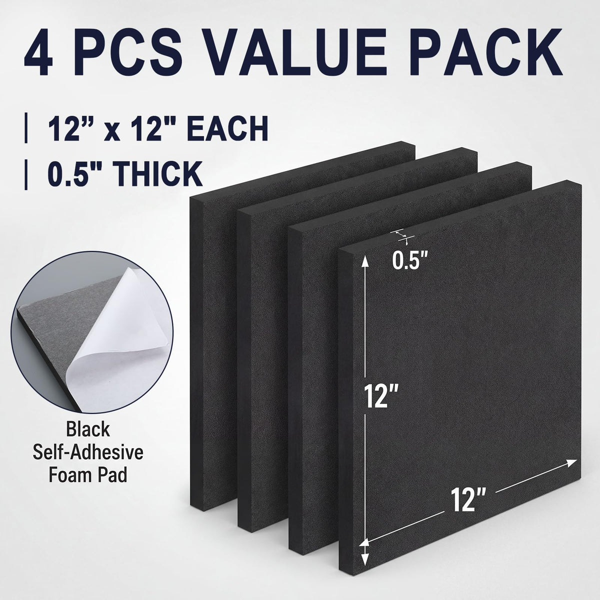 4 Pcs 0.5 Inch Thick Foam Padding Sheet with Adhesive Backing