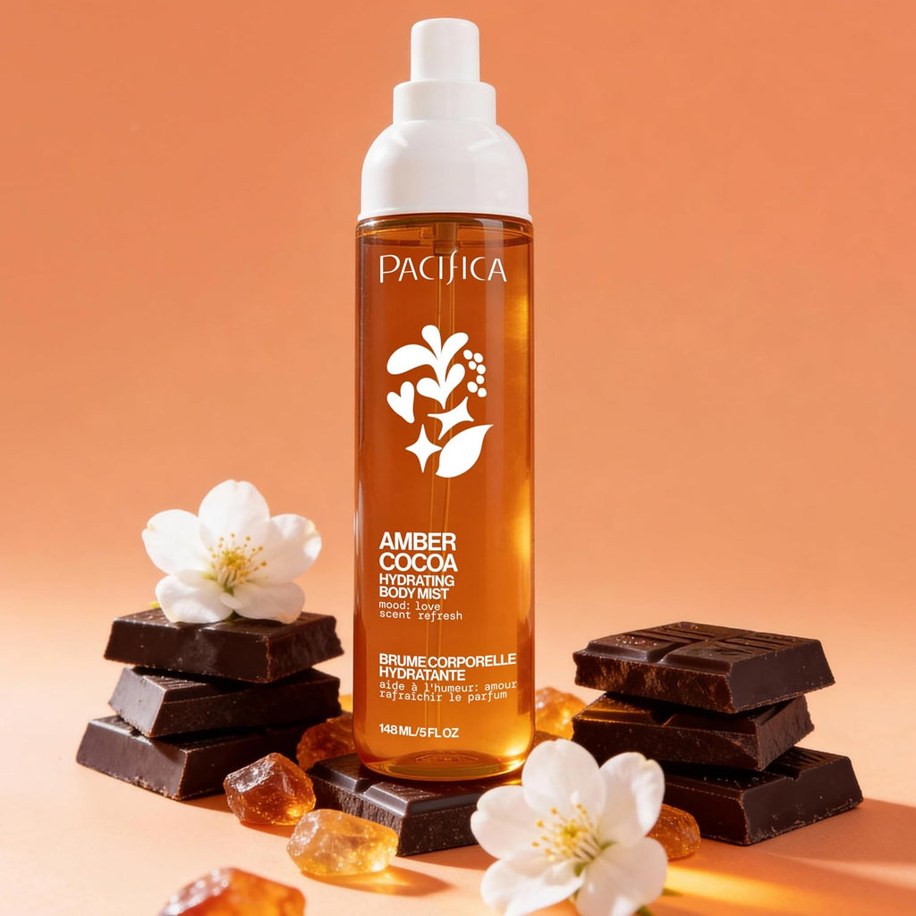 Amber Cocoa Gourmand Body Mist for Women – Warm Vanilla Coffee Cocoa Fragrance Spray, Hydrating, Odor Neutralizing
