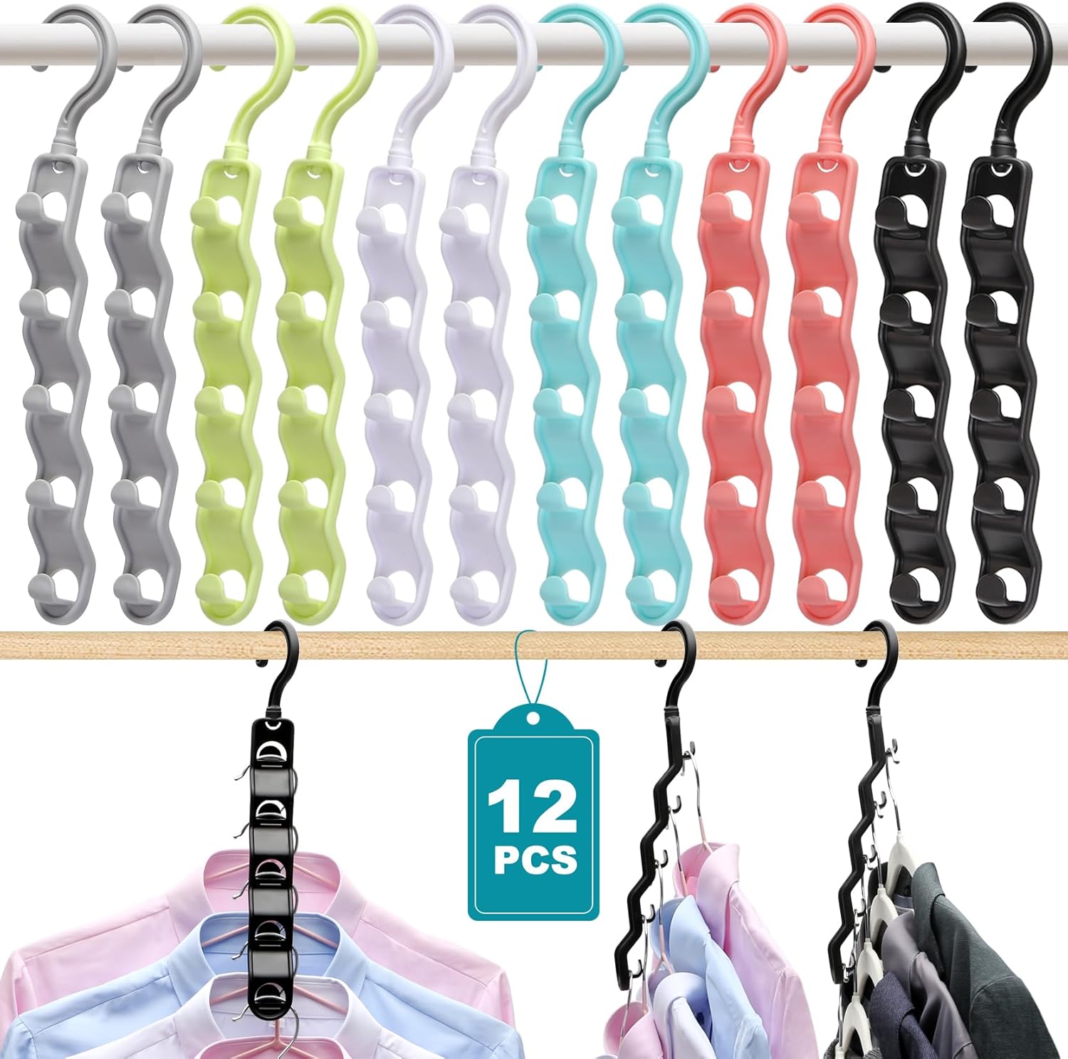 Closet Organizers and Storage,Upgraded Organization and Storage Clothes Hanger,12 Pack College Dorm Room