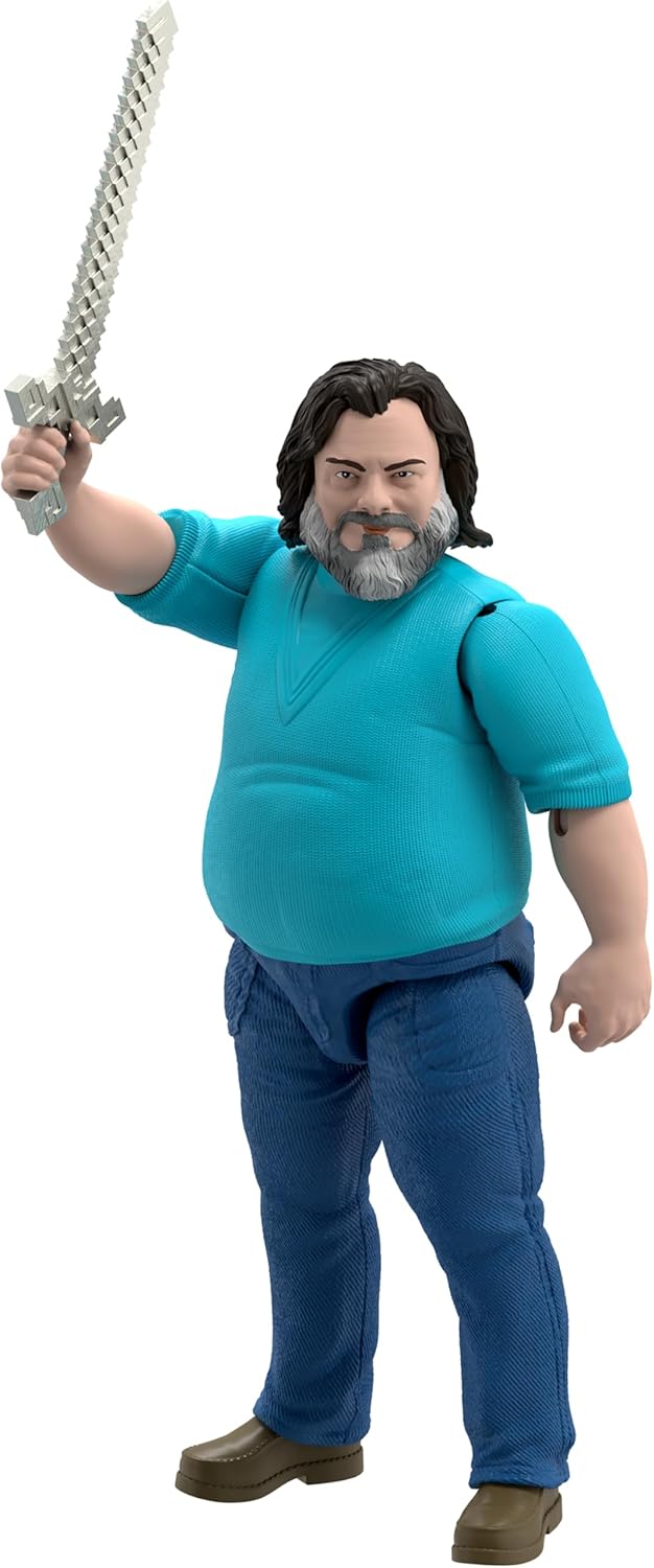 Minecraft Large-Scale Action Figure, 12-inch Posable Steve Toy Collectible Inspired by A Minecraft Movie