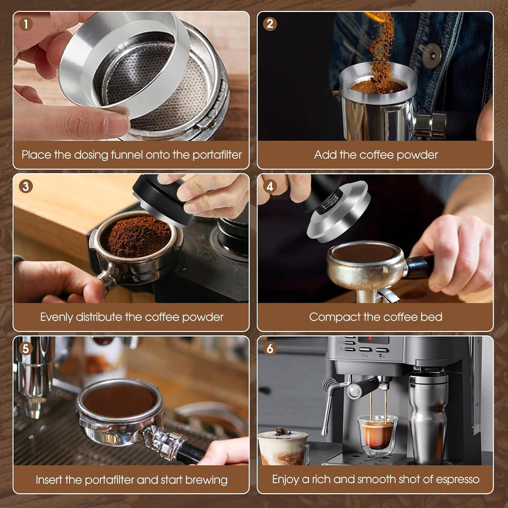 51mm Espresso Accessories Kit, Distributor, Tamper, Dosing Funnel | Spring Loaded Calibrated Tamper, Espresso