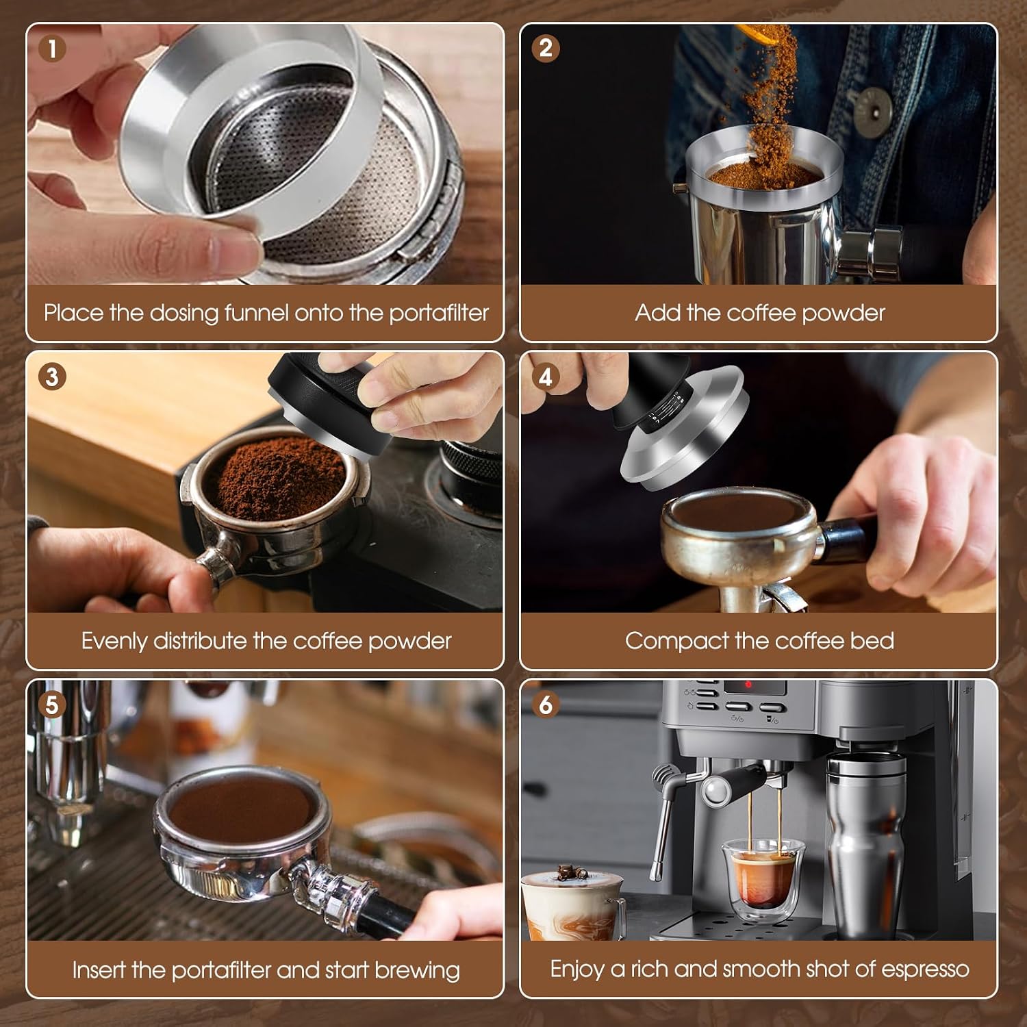 51mm Espresso Accessories Kit, Distributor, Tamper, Dosing Funnel | Spring Loaded Calibrated Tamper, Espresso