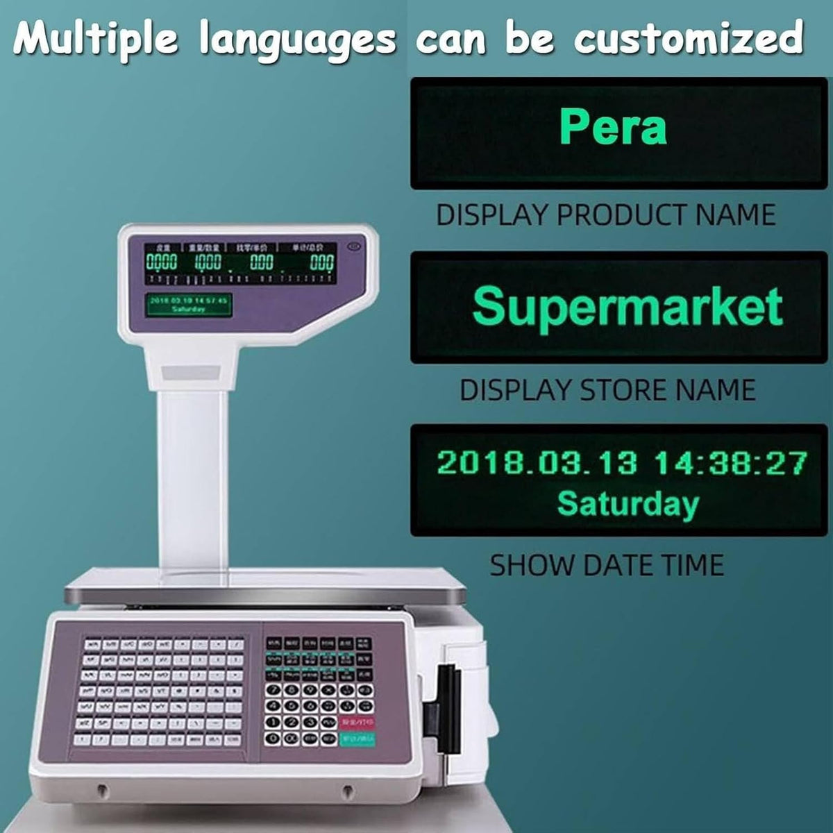 Electronic Price Computing Scale with Thermal Printer, Digital Weighing & Label Printing Scale for Supermarkets