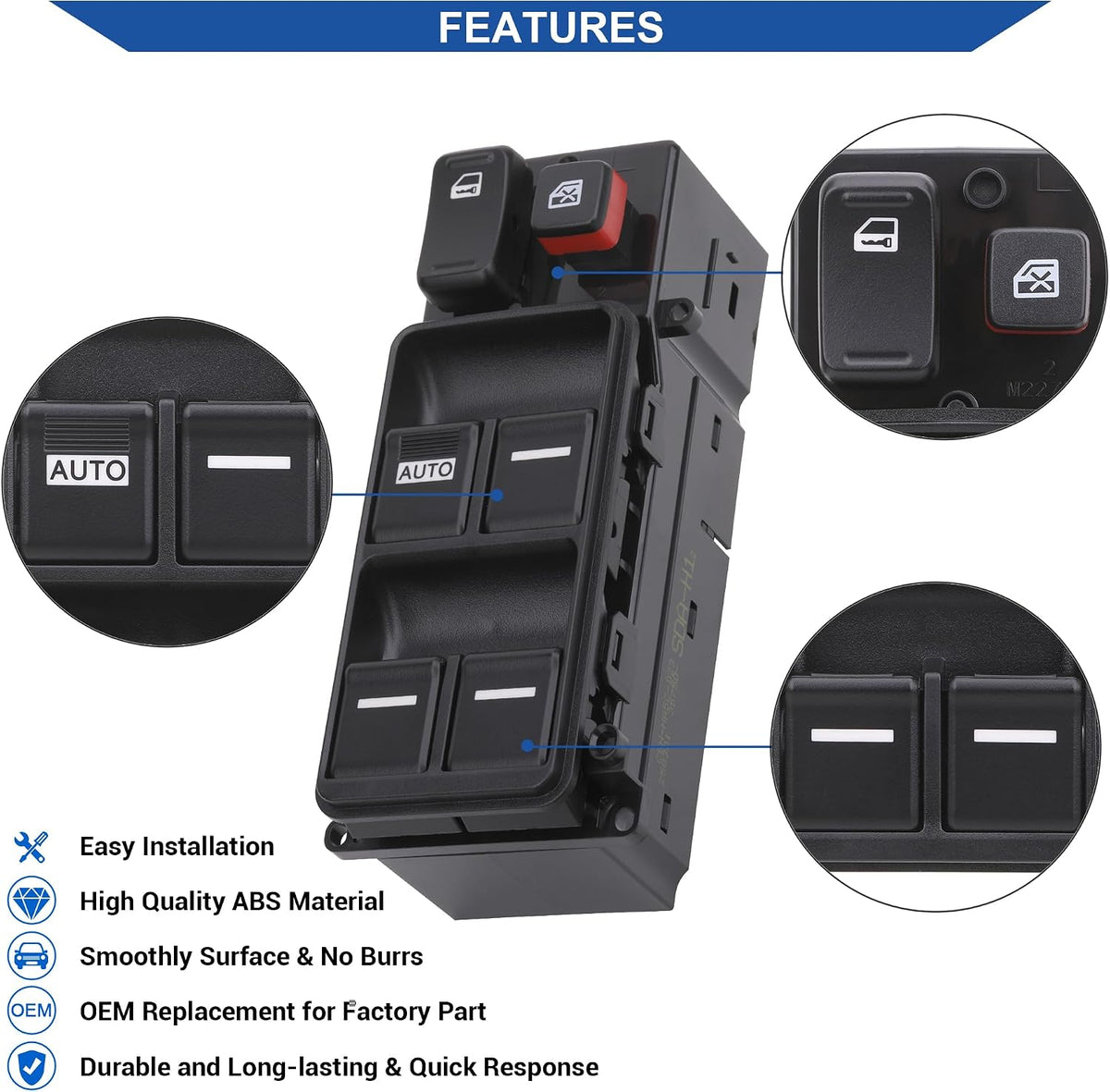 Master Power Window Switch for 2003-2007 Honda Accord CM5 CM6 Sedan