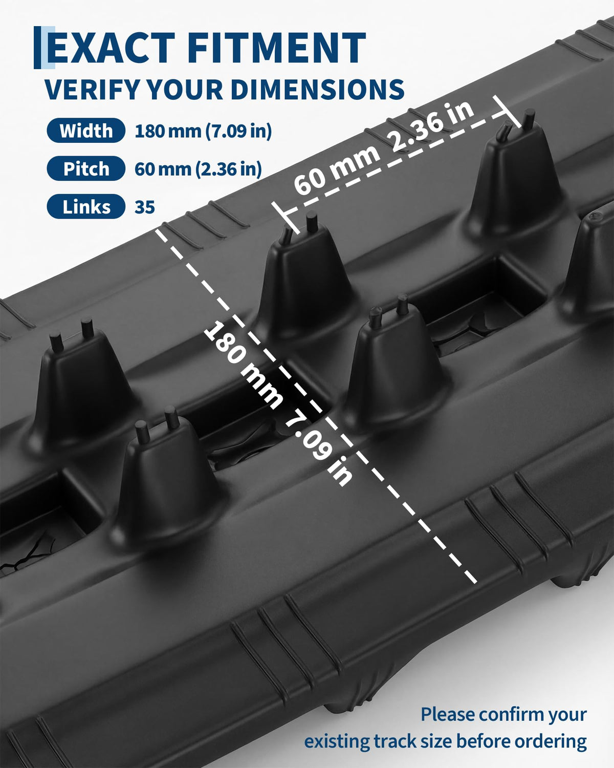 Garvee 180x60x35 Rubber Tracks Set of 2 - Mini Excavator Replacement Tracks with High-Strength Rubber, Heavy Duty and Tear-Resistant