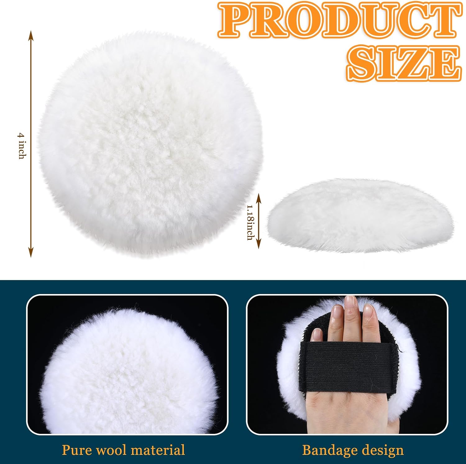 8 Pcs Lambswool Stain Pad 4 Inch Wood Stain Applicator Pads No Waste Reusable Lambswool Wax Applicator Staining Pads