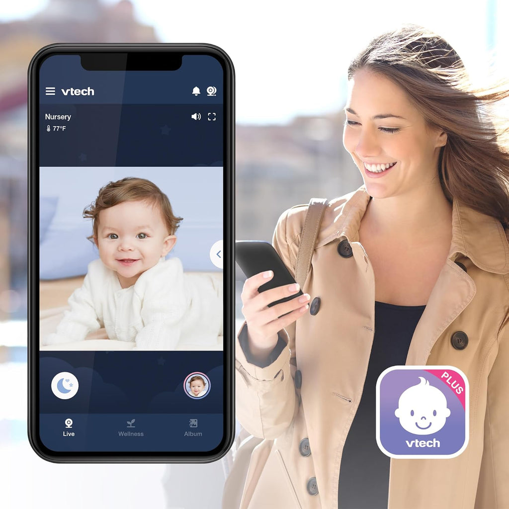 Smart WiFi Baby Monitor – See Your Baby at Home or from Anywhere, Free App, 1080p Camera, 5" Screen, Pan-Tilt-Zoom