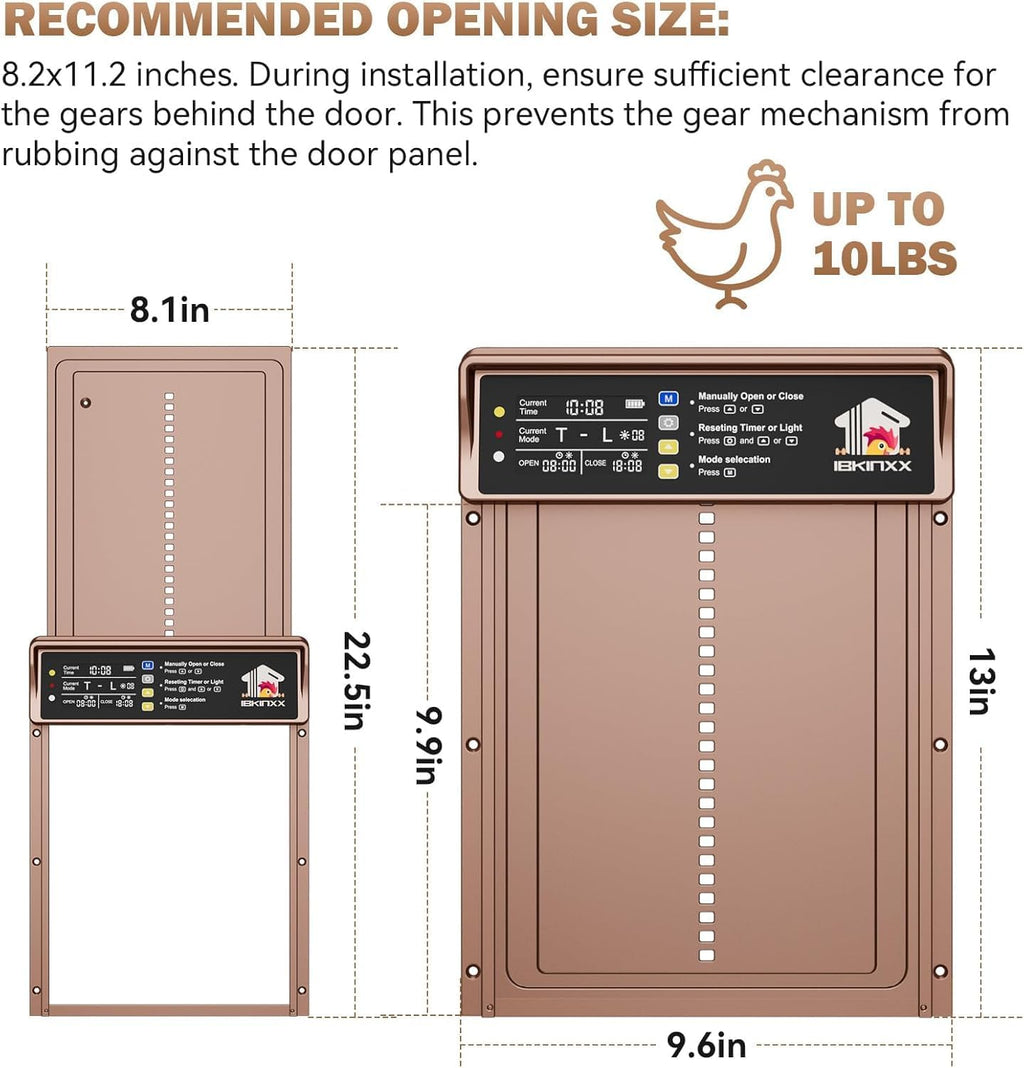 Automatic Chicken Coop Door Solar Powered,Golden Brown Chicken Door