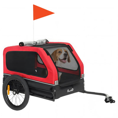 Dog Bike Trailer Flip-Down Ramp Tailgate for Medium Pets 44 lbs Red