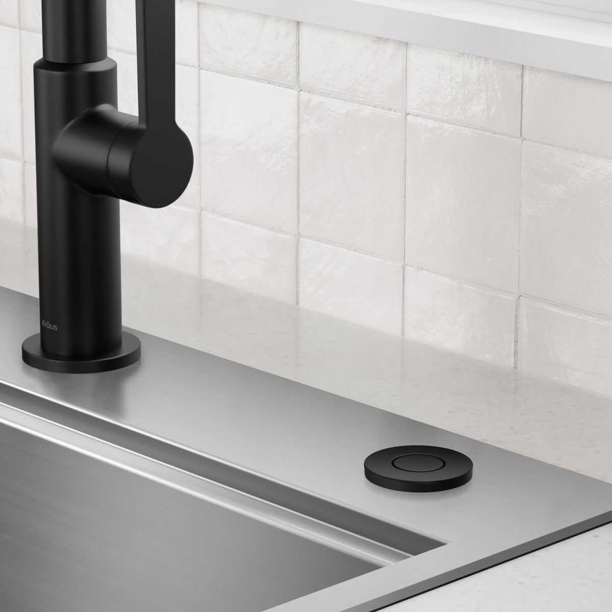 KRAUS Flat-Top Garbage Disposal Air Switch Button in Matte Black, KWDB-20MB – Push Button ONLY