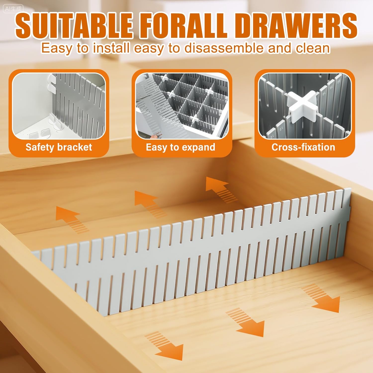 15 Pcs 5.12 Tall Drawer Divider Adjustable Drawer Organizer DIY Ultra Deep Storage Organizer Separator with Fixed