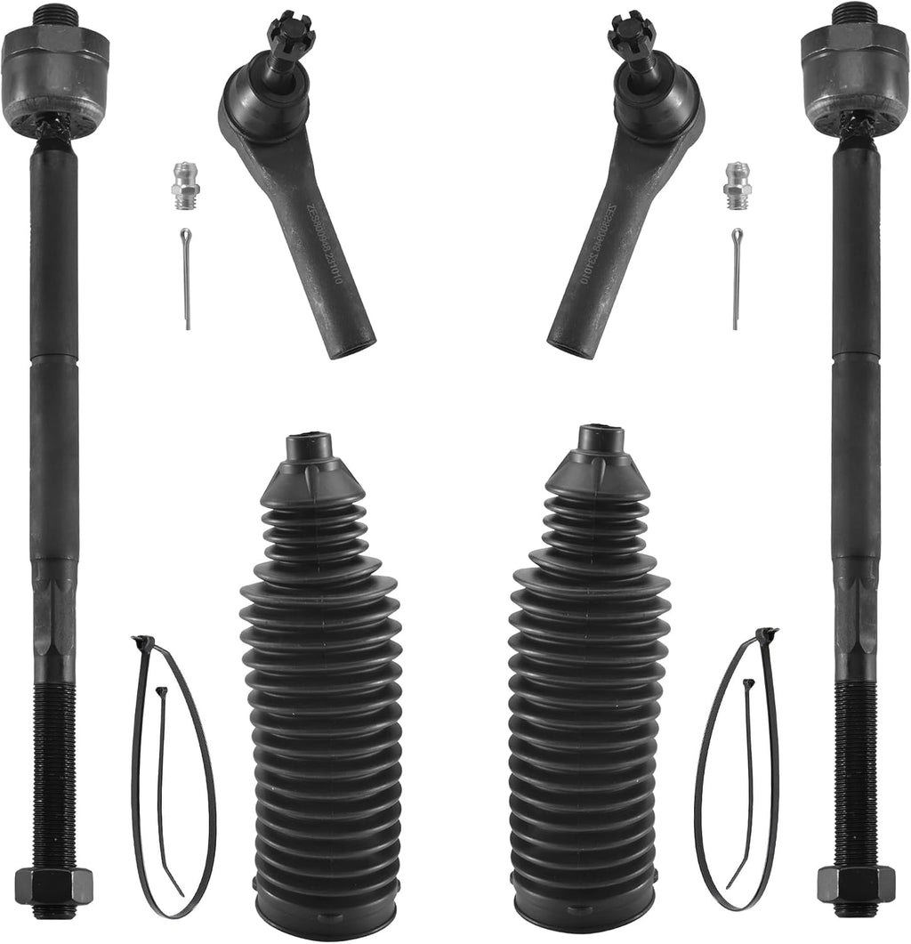 6pcs Front Steering Kit Tie Rod End Inner and Outer and Boots for Cadillac Escalade ESV Chevy Silverado 1500 Surburban Tahoe GMC Sierra Yukon XL 2015-2019