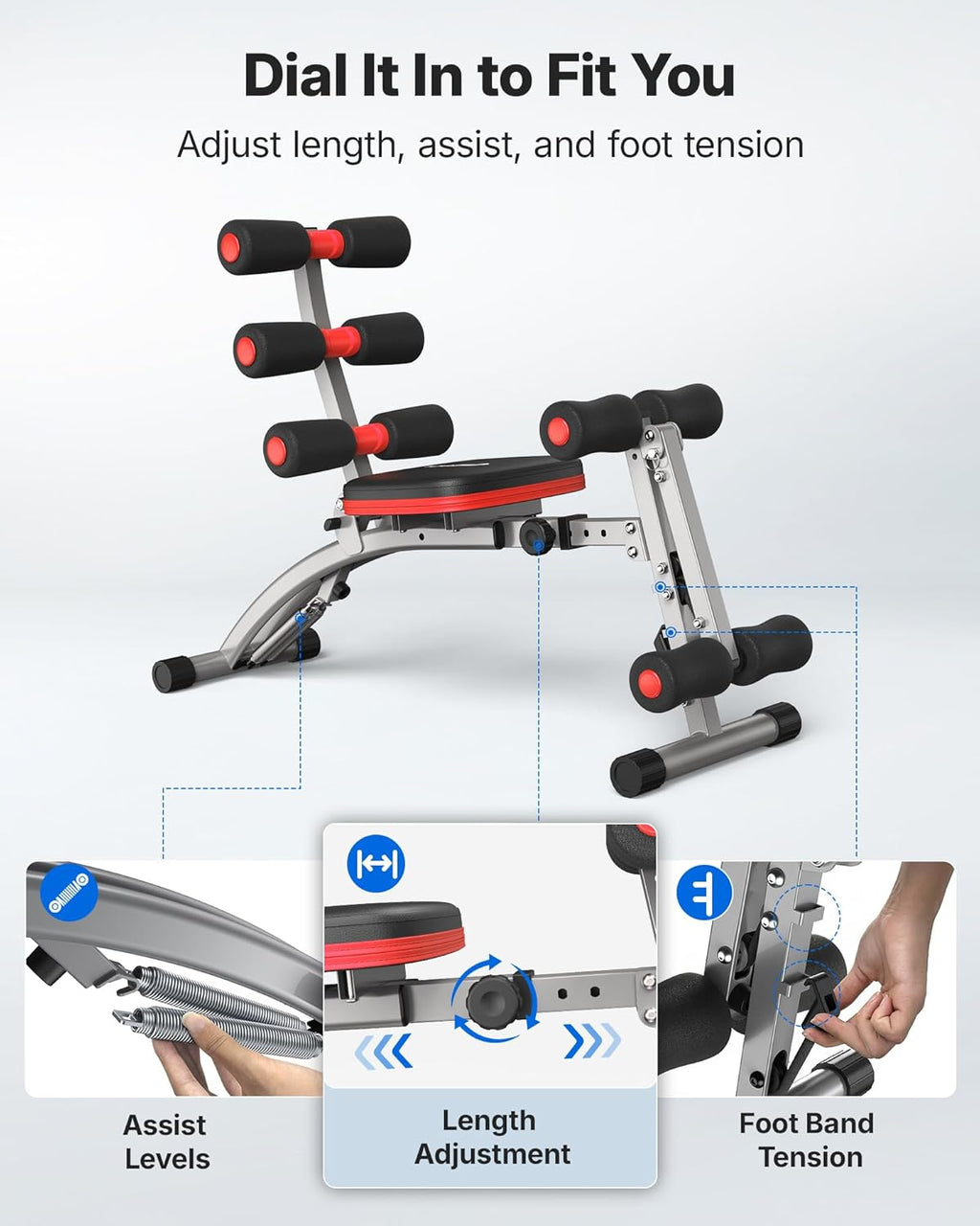 Ab Machine, Adjustable Ab Trainer, Sit Up Exercise Equipment 300LBS | Multi-Functional Adjustable Ab Workout Bench