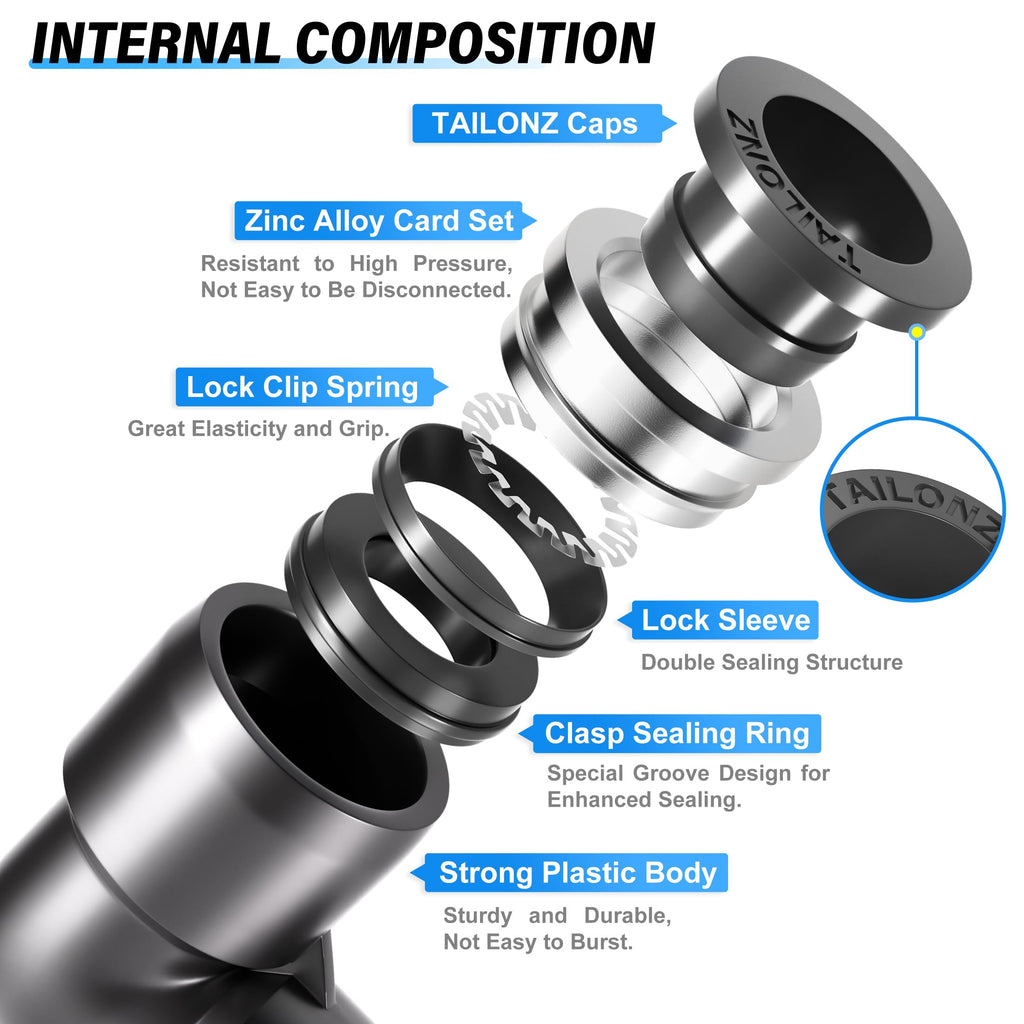 TAILONZ 5/16" x 1/4" NPT Push to Connect Elbow Fitting 2Pcs