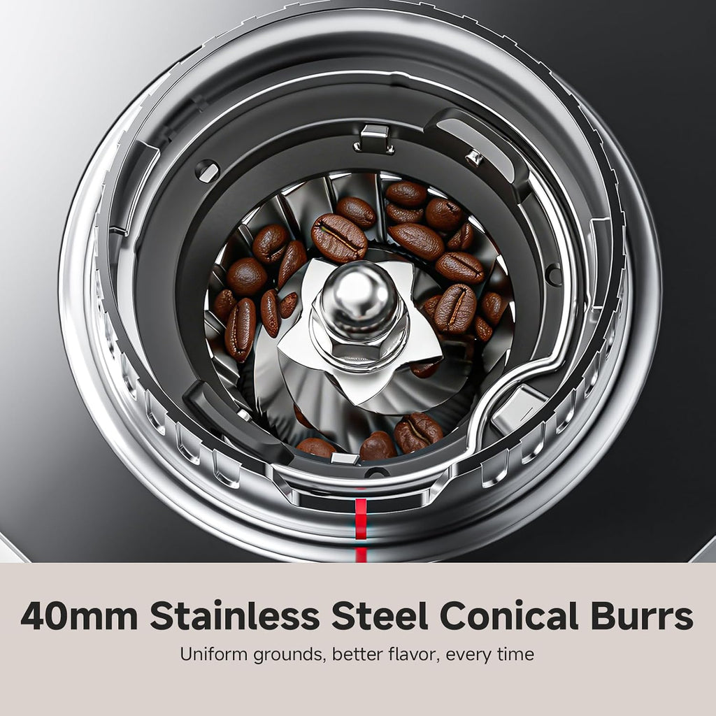 Conical Burr Coffee Grinder, Espresso Grinder with 45 Grind Settings, Anti-Static Electric Coffee Bean Mill with