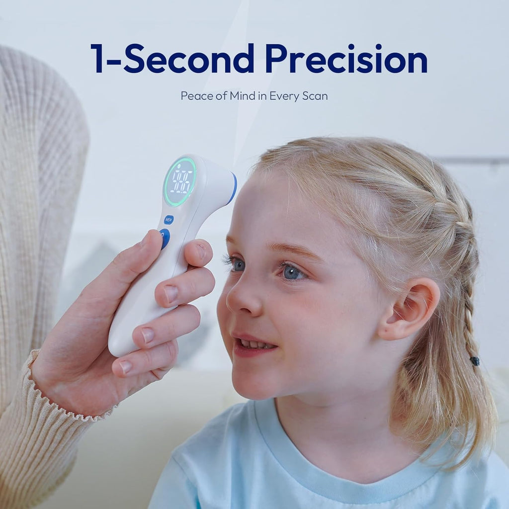 No-Touch Thermometer for Adults and Kids, 1-Second Fast Reading, Color-Coded Fever Alarm, Silent Mode, Object & Room