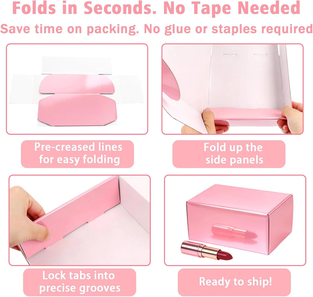 9"x6"x4" 30 Pack Shipping Boxes, Glossy Pink Corrugated Cardboard Mailing Boxes for Small Business Packaging