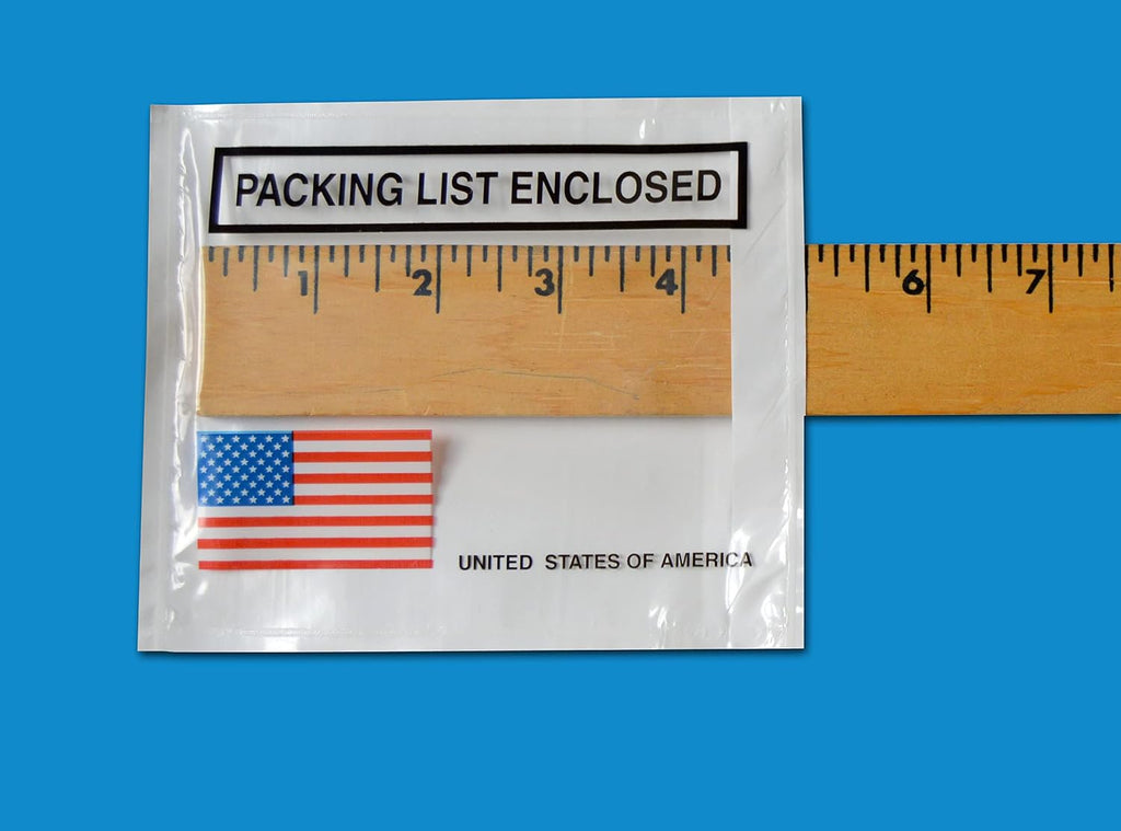 PSBM Bulk 1000 Pack 4 1/2" x 5 1/2" Back Loading Packing List Envelopes, Self-Adhesive USA Panel for E-Commerce Orders