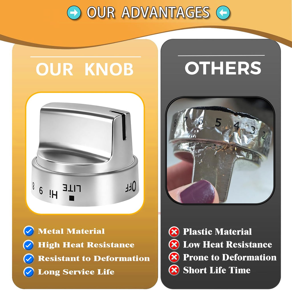 Stainless Steel WB03X24818 for GE Stove Knobs Replacements,Compatible with GE Gas Ranges top knobs,Compatible